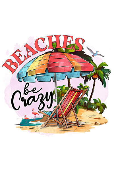 StoryGift Romania Sticker Adeziv 90CM cu mesajul "Beaches be crazy", vara, va...