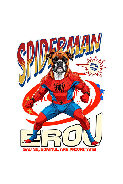 StoryGift Romania Sticker Eticheta 40CM cu Boxer Caine In Costum de SpiderMan cu Pelerina, Erou Nocturn, Desene