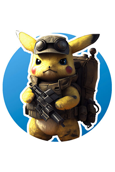 StoryGift Romania Sticker Adeziv 90CM Cu Pikachu, Pokemon, Arma, Palarie, Soldat, Ghiozdan, cu Margini Albe, PV