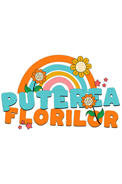 StoryGift Romania Sticker Adeziv 90CM cu Curcubeu colorat Flori Diverse Text ...