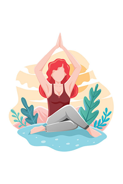 StoryGift Romania Sticker Autocolant 70CM Cu Yoga, Sport, Natura, Munte, cu Margini Albe, PVC Vinyl 70 cm