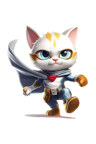 StoryGift Romania Sticker Autocolant 70CM cu un motan erou, ilustratie, costum, superputeri, ajuta lumea, felina