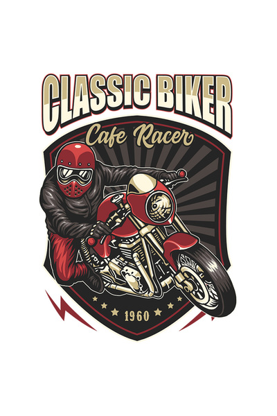 StoryGift Romania Sticker Cu Mesaj Classic Biker, Emblema, Motocicleta, Casca, Cu Margini Albe, Pvc Vinyl 4