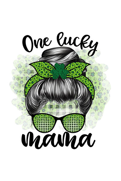 StoryGift Romania Sticker Autocolant 70CM cu mesajul "One lucky mama", ilustr...