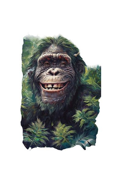 StoryGift Romania Sticker Adeziv 90CM Cu Maimuta care Rade Printre Frunze, Jungla, Banane, Cimpanzei, cu Margin