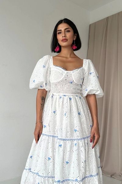 nedo7 Blue Lace Detailed Embroidered Dress