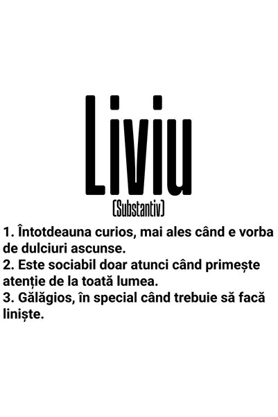 StoryGift Romania Sticker Cu Numele Liviu, Cu Mesaj Amuzant, Curios, Sociabil...