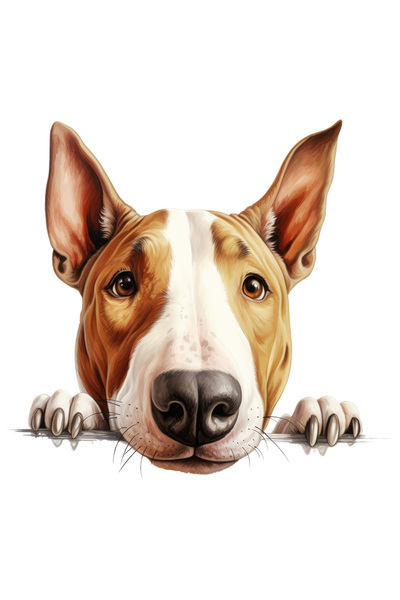 StoryGift Romania Sticker Autocolant 70CM cu un caine Bull Terrier care se ui...