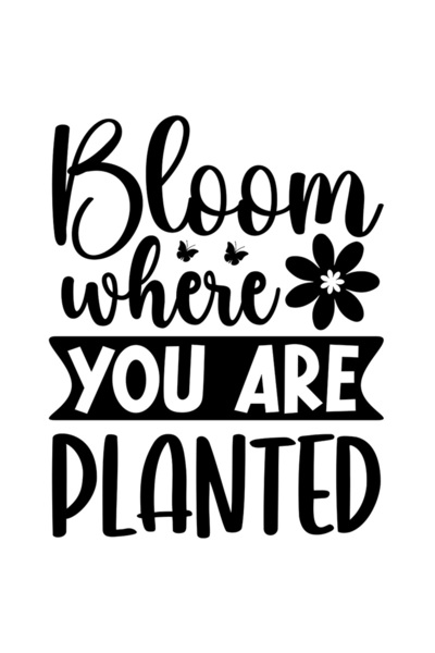 StoryGift Romania Sticker Exterior Cu Floare Si Fluturi Cu Mesajul "bloom Where You Are Planted" - Inflorest