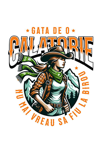 StoryGift Romania Sticker Autocolant 70CM cu Fata Cu palarie Si Rucsac Aventura Intre munti Text gata De Calator