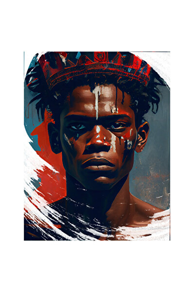 StoryGift Romania Sticker Adeziv 90CM Cu Pictura Curgatoare Portret Barbat Din Triburile Africane, Palarie Tradi