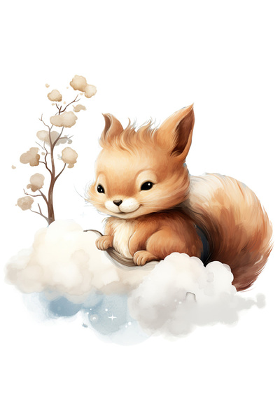 StoryGift Romania Sticker Autocolant 70CM cu o veverita care se pregateste pe...