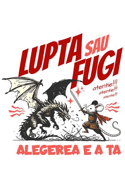 StoryGift Romania Sticker Autocolant 70CM cu Soricel alb Lupta Contra Dragon Text Lupta Sau Fugi Alegerae E A Ta