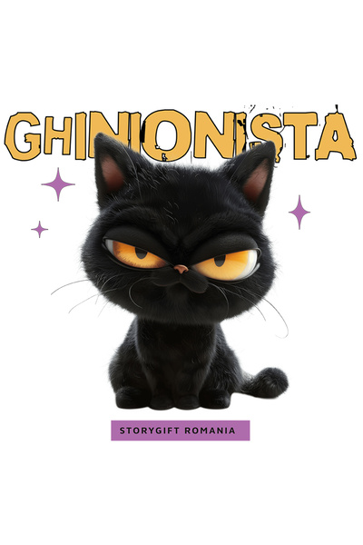 StoryGift Romania Sticker Eticheta 40CM Adeziv Pisica ghinionista si suparata, iubitorii de ani cu Margini Albe,