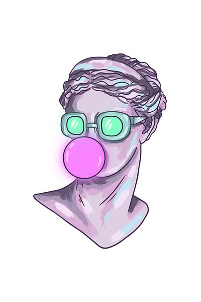 StoryGift Romania Sticker Eticheta 40CM Cu Chip Sulptura Cu Ochelari Verszi Neon, Stil Grecesc, Baloane De Guma