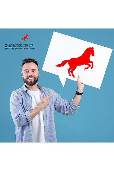StoryGift Romania Sticker Autocolant 70CM Exterior cu un cal fericit care s-a ridicat pe picioarele din spate ,