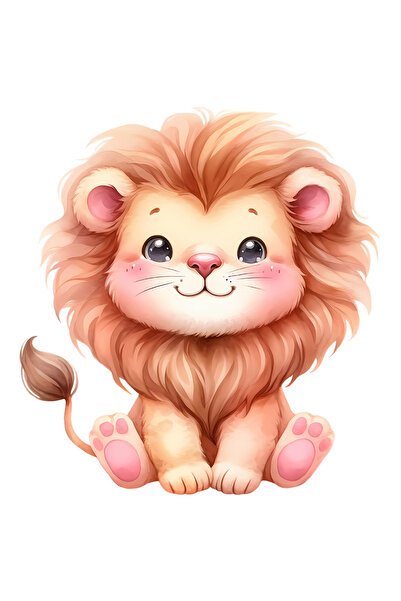 StoryGift Romania Sticker Eticheta 40CM cu un leu vesel, ilustratie, fericire...