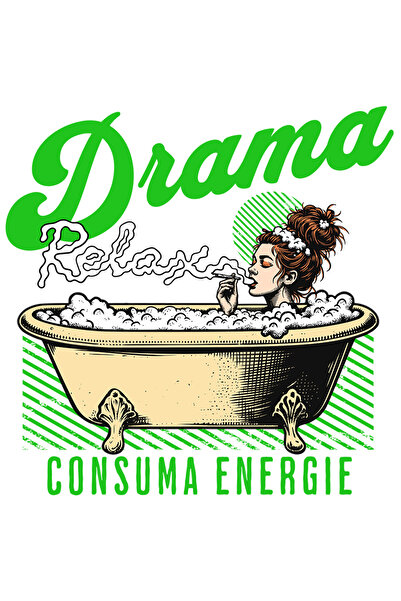 StoryGift Romania Sticker Adeziv Drama Consuma Energie Fata Relaxare In Cada Cu Margini Albe, Pvc Vinyl 70 C