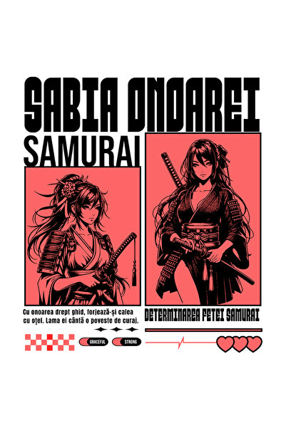 StoryGift Romania Sticker Eticheta 40CM Adeziv Fata ninja Sabia Onarei. Fata Samurai cu Margini Albe, PVC Vinyl 40 cm