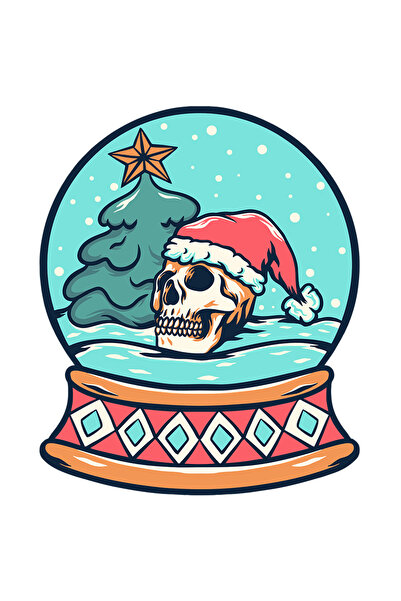 StoryGift Romania Sticker Adeziv 90CM Cu Glob De Zapada, Fes Craciun, Brad, S...