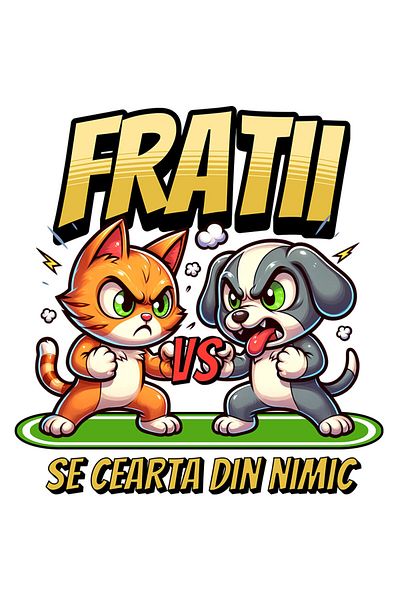 StoryGift Romania Sticker Adeziv 90CM cu Razboi Pisica Si Caine Text Haios Fratii Se Cearta din nimic cu Margini