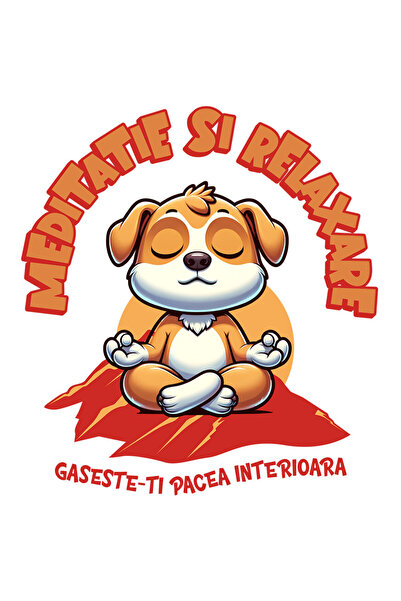 StoryGift Romania Sticker Autocolant 70CM cu Caine Relaxat Pozitie Yoga Text ...