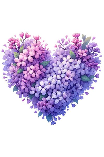 StoryGift Romania Sticker Cu O Inima Facuta Din Floricele De Liliac, Ilustratie, Mov, Iubire, Afectiune, Cad