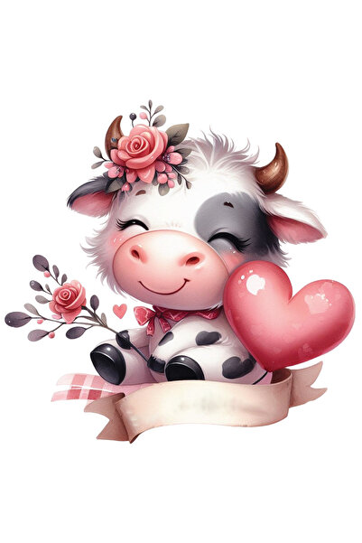 StoryGift Romania Sticker Autocolant 70CM cu o vacuta vesela, zambeste, imbuj...