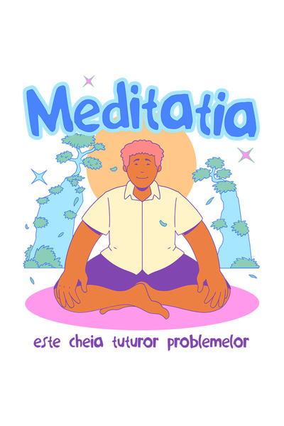 StoryGift Romania Sticker Eticheta 40CM cu Iubitorii De Meditatie Barbat In P...