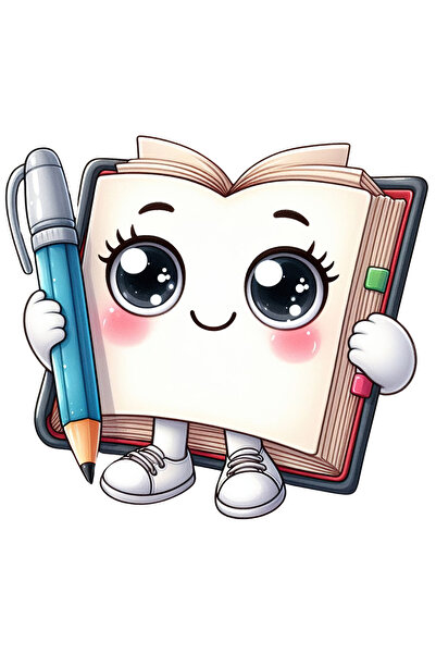 StoryGift Romania Sticker Adeziv 90CM cu un caiet care tine un creion in mana, ilustratie, asteapta sa incepi sa