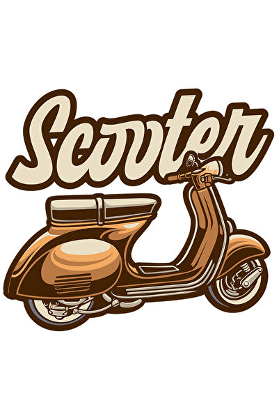 StoryGift Romania Sticker Eticheta 40CM Cu Text Scooter, Transport, Retro, Calatorie, cu Margini Albe, PVC Viny