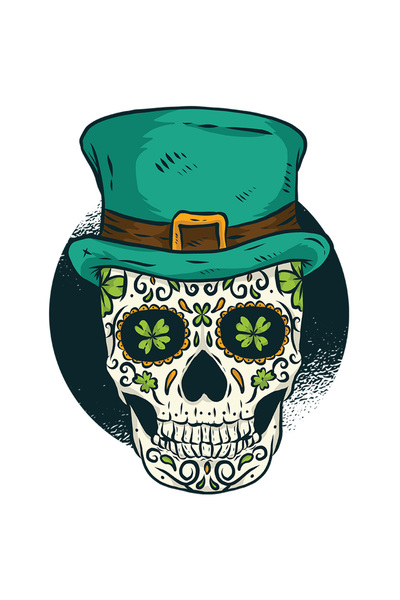 StoryGift Romania Sticker Eticheta 50CM Craniu Irish, Norocos, cu Margini Alb...