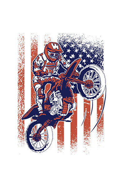 StoryGift Romania Sticker Autocolant 70CM Motocicleta KTM Steagul Americii, cu Margini Albe, PVC Vinyl 70 cm