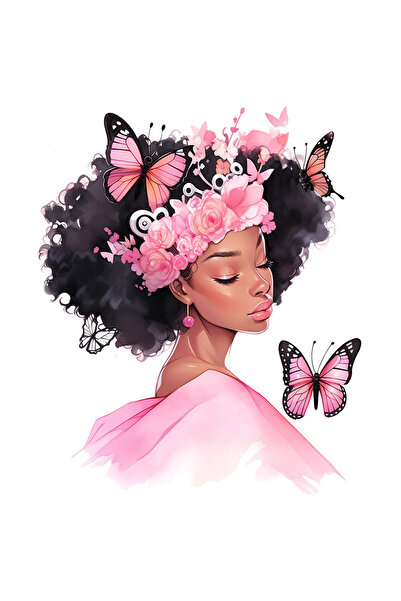 StoryGift Romania Sticker Eticheta 40CM cu o fata de culoare, draguta, ilustratie, abstract, roz, fluturi, flori