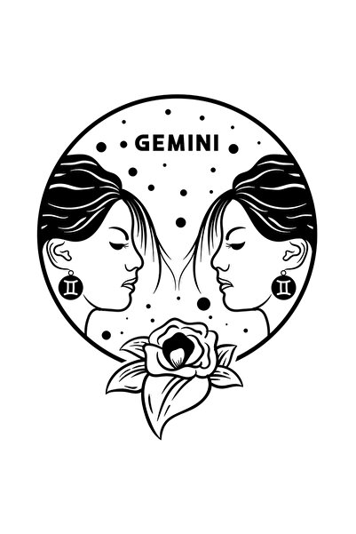 StoryGift Romania Sticker Autocolant 70CM cu zodia Gemeni, ilustratie, zodie,...