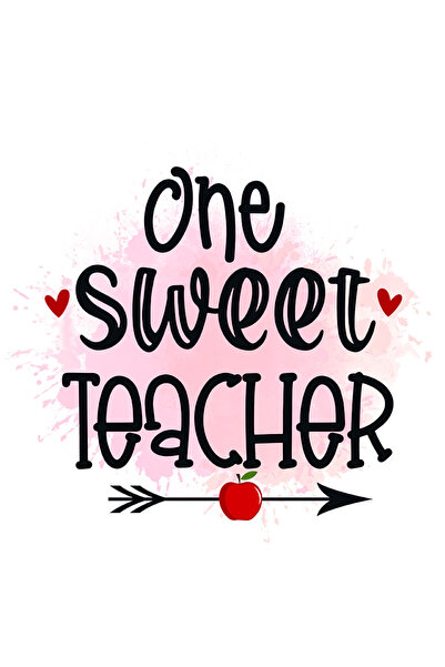 StoryGift Romania Sticker Adeziv 90CM cu mesajul "One sweet teacher", ilustratie, scoala, elevi, studenti, profe