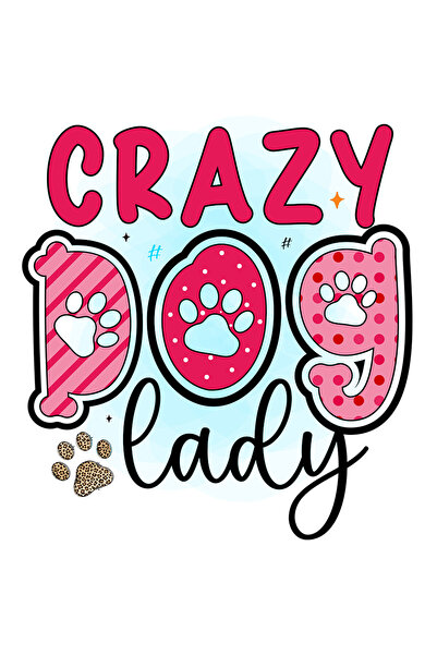 StoryGift Romania Sticker Adeziv 90CM cu mesajul "Crazy Dog Lady", caine, ani...