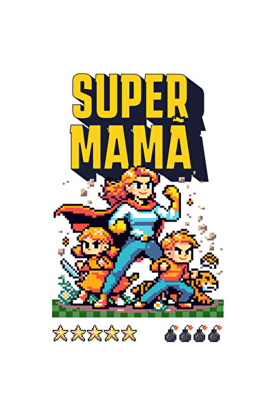 StoryGift Romania Sticker Adeziv 90CM Adeziv Super Mama + pixelart joc video ...