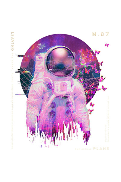 StoryGift Romania Sticker Adeziv 90CM Astronaut Abstract, cu Margini Albe, PV...