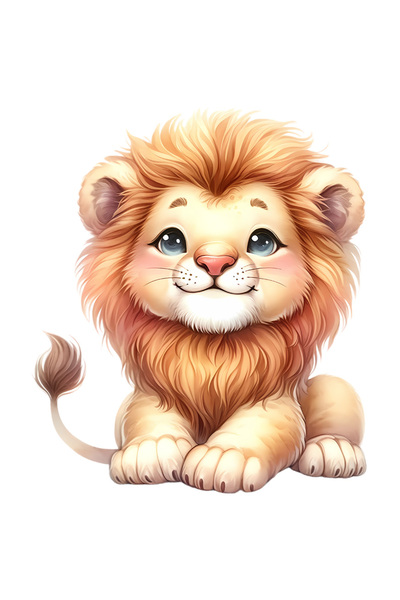 StoryGift Romania Sticker Eticheta 40CM cu un pui de leu vesel, ilustratie, c...