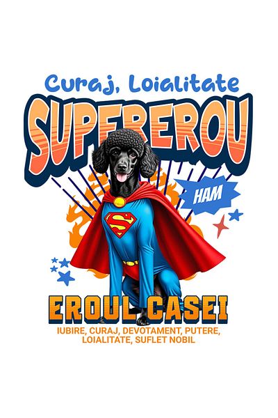 StoryGift Romania Sticker Adeziv 90CM cu Pudel / Poodle Caine In Costum de SuperMan cu Pelerina, Erou Nocturn, D
