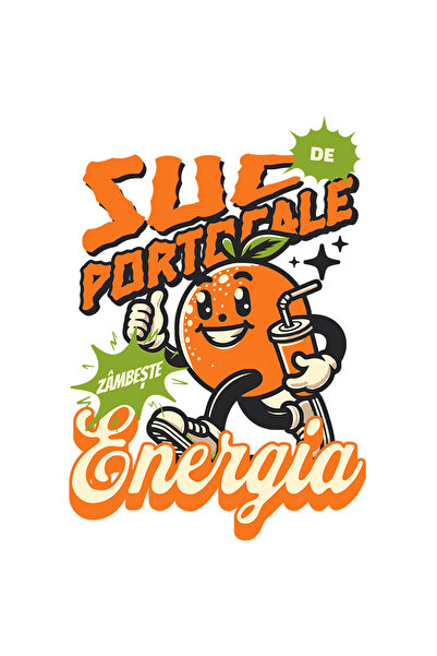 StoryGift Romania Sticker Adeziv 90CM Adeziv Suc de portocale_ Energia care zambeste cu Margini Albe, PVC Vinyl