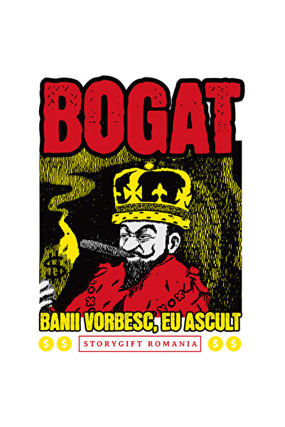 StoryGift Romania Sticker Autocolant 70CM Adeziv rege cu trabuc bogat banii v...