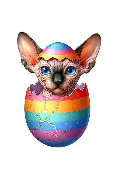 StoryGift Romania Sticker Autocolant 70CM cu o pisicuta Sfinx care iese dintr...