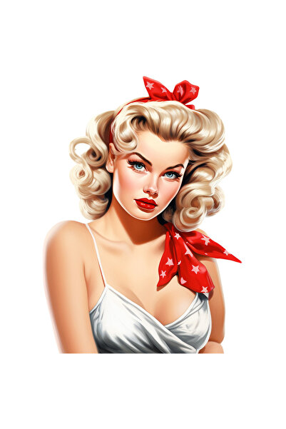 StoryGift Romania Sticker Eticheta 50CM cu o femeie frumoasa, ilustratie, sti...