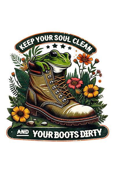 StoryGift Romania Sticker Adeziv 90CM cu mesajul "Keep your soul clean and your boots dirty", stilul hippie, cul