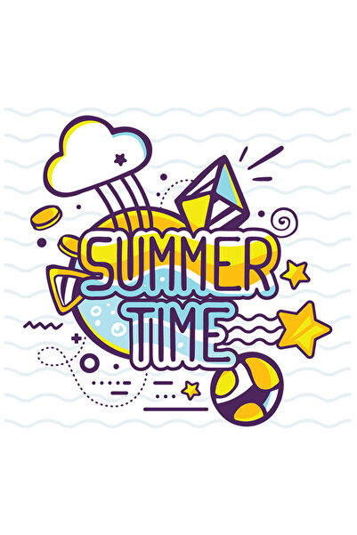 StoryGift Romania Sticker Cu Mesaj In Engleza Summer Time, Nor, Minge Stele, ...