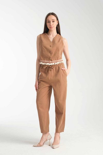 İLKCET MODA Tassel Detailed Vest - Trousers Women's Set