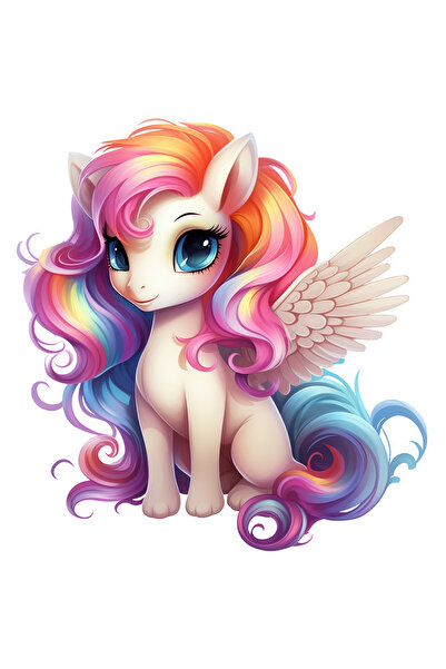 StoryGift Romania Sticker Cu Un Unicorn Cu Aripi, Ilustratie, Alb, Vesel, Ani...