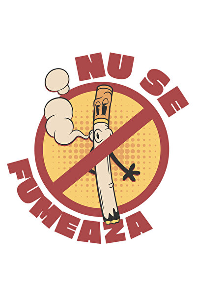 StoryGift Romania Sticker Autocolant 70CM cu Tigara Fumand Semn Interzis Text Nu Se Fumeaza Vicii Sanatate cu M